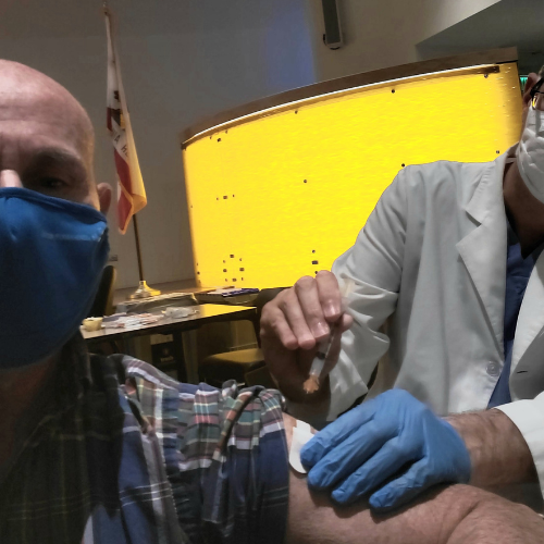 Dr. Katz receiving vaccine
